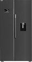 Beko Freestanding American Style Fridge Freezer with HarvestFresh™ | Black Steel
