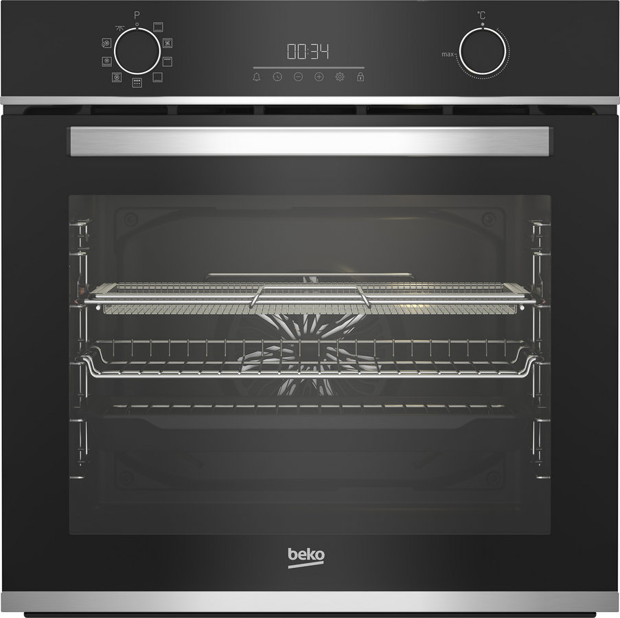 Beko S/Steel+Black AeroPerfect Single Multifunction Pyrolytic Self-Cleaning Oven