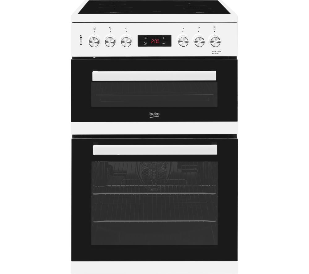 [KDC653W] Beko White 60cm Double Oven Ceramic Cooker