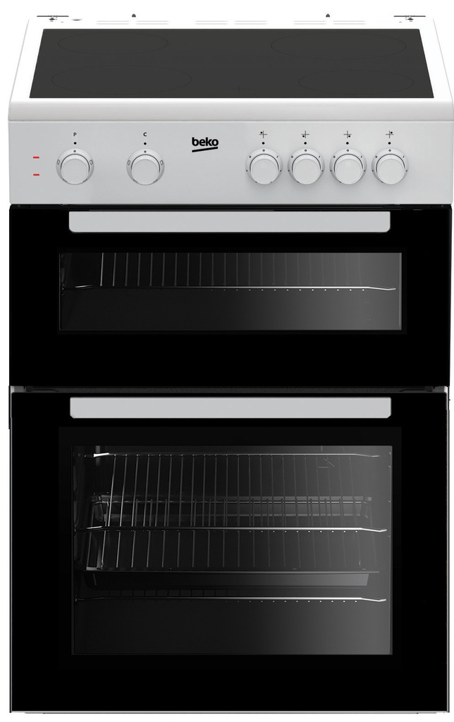 Beko White 60cm Twin Cavity Ceramic Cooker