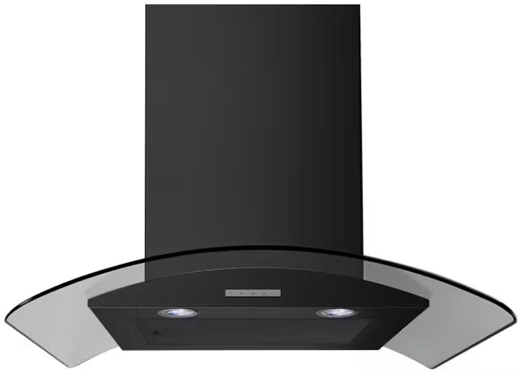 [CHIM604GBLK] Belling 60cm Black + Glass Chimney Hood