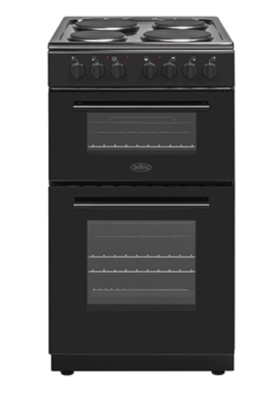 [BFSE51DOBK] Belling Black 50cm Solid Plate Double Oven Cooker