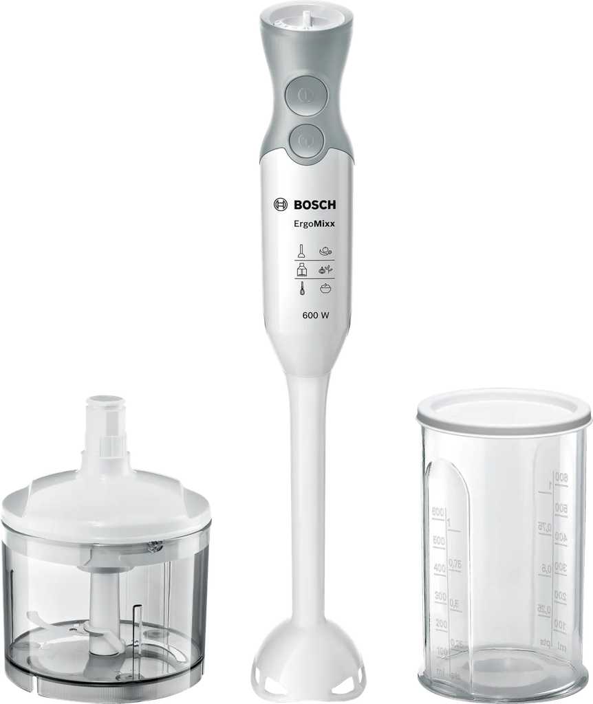 Bosch White 600w Stick Blender c/w Beaker & Mini Chopper