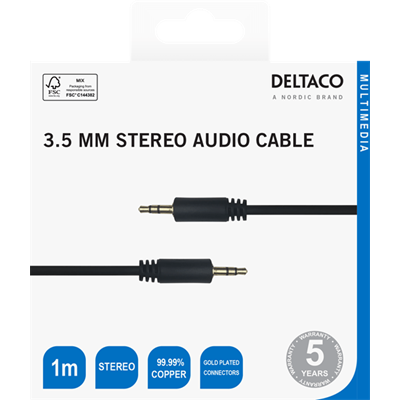 [MM522R] DeltaCo 1 Metre 3.5mm Male to Male Stereo Cable
