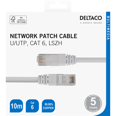 DeltaCo 10 Metre Cat6 Network Patch Cable | White