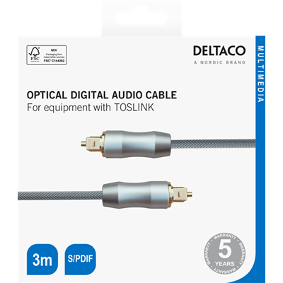 [TOTO13R] DeltaCo 3 Metre Toslink Optical Cable
