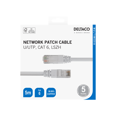 [TP65VR] DeltaCo 5 Metre Cat6 Network Patch Cable | White