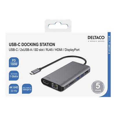 [USBCHDMI19] DeltaCo Hub Adaptor | USB-C to HDMI / Display Port / USB / RJ45 / SD Card