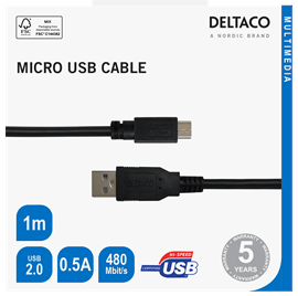 [USB301SR] DeltaCo USB-A to Micro USB-B Lead