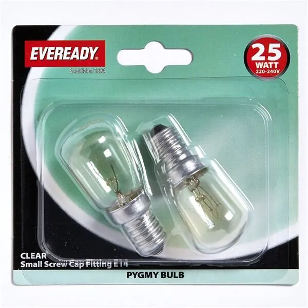 [1552-22] Ever Ready 25W SES Clear Pygmy (Twin Pack)
