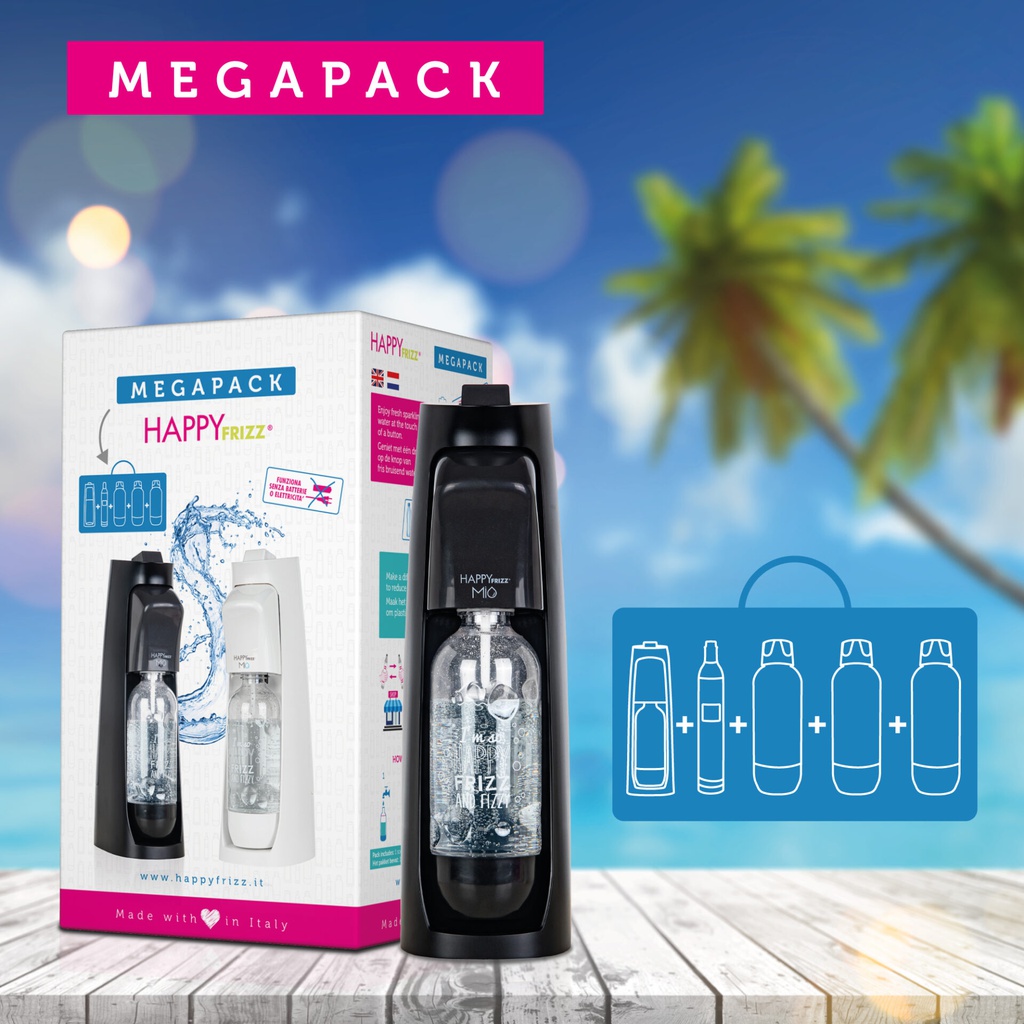 [MEGAPBLA] Happy Frizz MIO Sparkling Carbonator Black | MegaPack Bundle