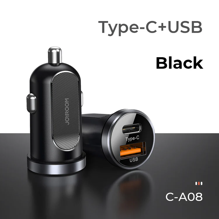 [CA-08] JoyRoom Mini Dual-Port 30W Smart Car Charger PD+QC3.0