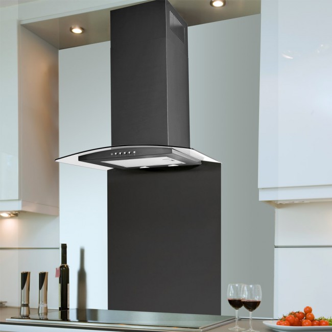 [LA-60-ARTIS-CVD-BLK] Luxair 60cm Curved Glass Black Chimney Extractor Hood