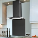 Luxair 60cm Curved Glass Black Chimney Extractor Hood