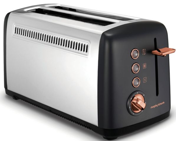 [245036] Morphy Richards Long Slot 4 Slice Toaster | Black/Gold