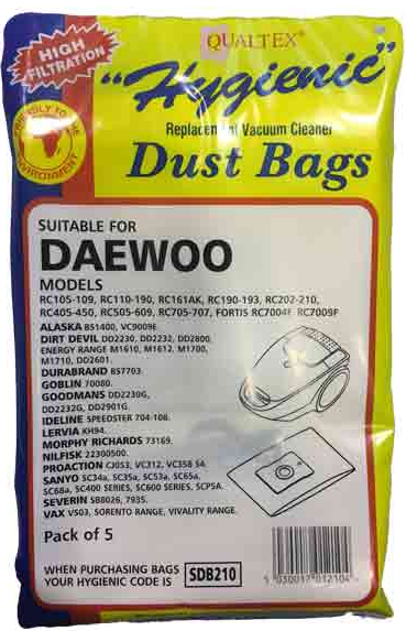 [SDB210] Qualtex Daewoo Vacuum Cleaner Bags