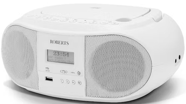 [ZOOMBOX4W] Roberts Portable CD / Radio / Bluetooth Boombox | White