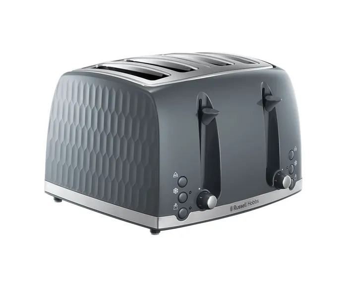 [26073] Russell Hobbs Honeycomb 4 Slice Toaster | Grey