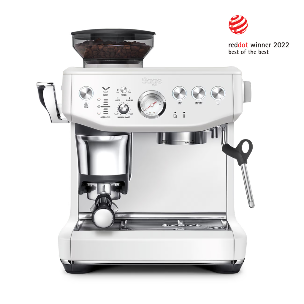 Sage the Barista Express™ Impress Bean to Cup Coffee Machine | Sea Salt White