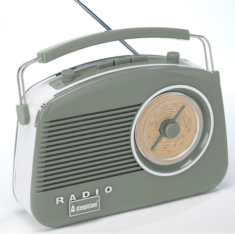 Steepletone Brighton Portable Retro Radio | Sage Green c/w Bluetooth