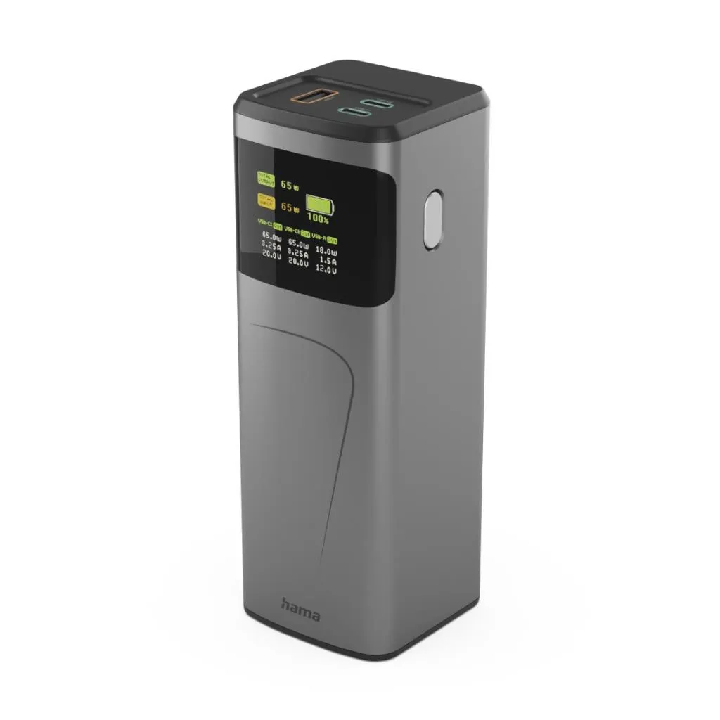 [536525] HAMA 65W 20000mAh 2 USB-C USB-A PD POWERBANK