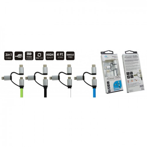 [AC60247] UltraPower 3-In-1 USB Sync & Charging Cable Lead