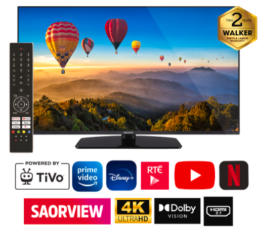 [WP4K43241BRD] Walker 43" Borderless, 4K UHD HDR, TIVO UltraSlim Smart Television
