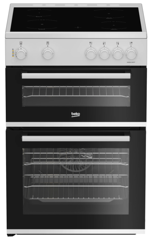 Beko White 60cm Twin Cavity Ceramic Cooker