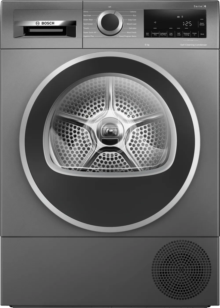 Bosch Series6 9kg Heat Pump Tumble Dryer | 5 Year | Cast Iron Grey