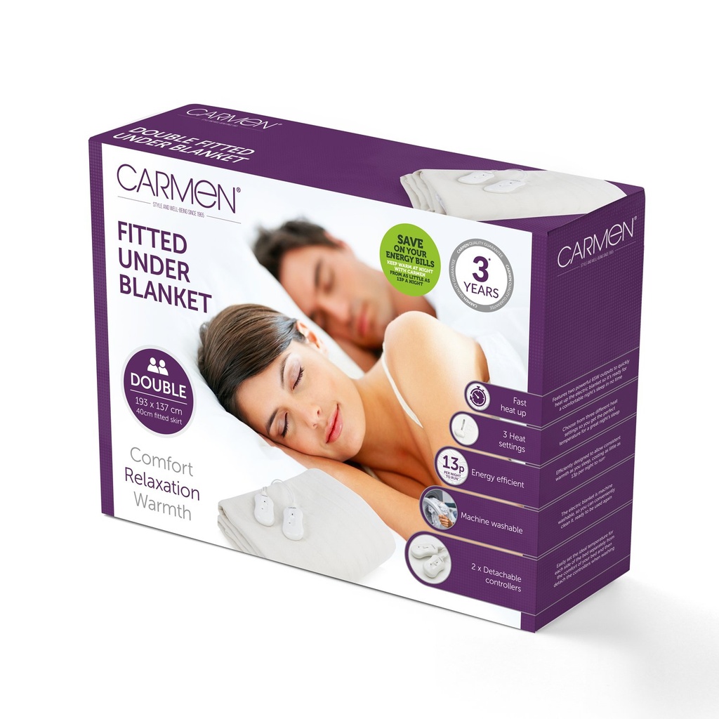 Carmen Double Electric Heated Mattress Cover Fitted Under Blanket