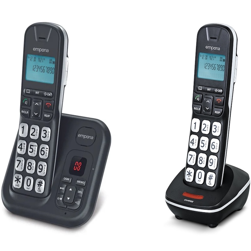 [GD-61-AB Bundle] Emporia cordless phone with answering machine + FREE addditional handset