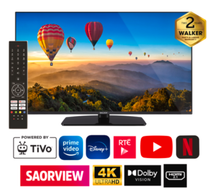 [WP4K65231BRD] Walker 65" Borderless, 4k HDR, UltraSlim Smart Television c/w TIVO