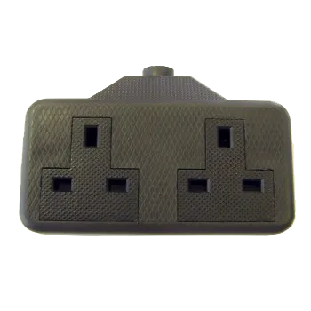 Extension socket 2 gang 13a rubber black