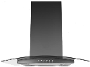 Luxair 90cm Curved Glass Black Chimney Extractor Hood