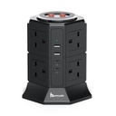 UltraPower 8 Gang & 4 USB Extension Tower Lead | Black