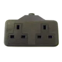 Extension socket 2 gang 13a rubber black